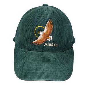 Alaska Snapback Hat Green One Size Adjustable Embroidered Corduroy Arctic Circle